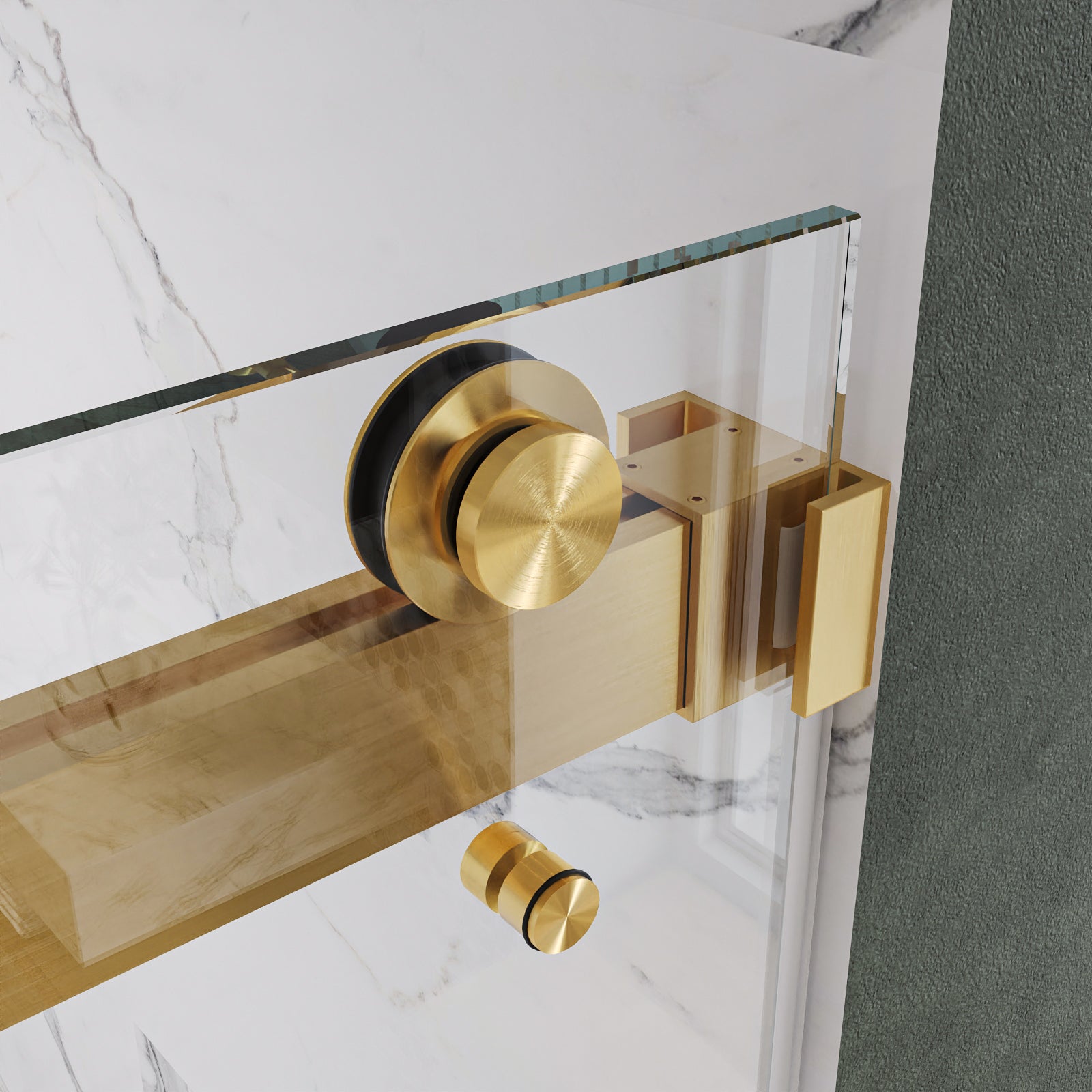 Puerta de ducha corrediza doble sin marco Catalyst con vidrio templado transparente de 3/8"