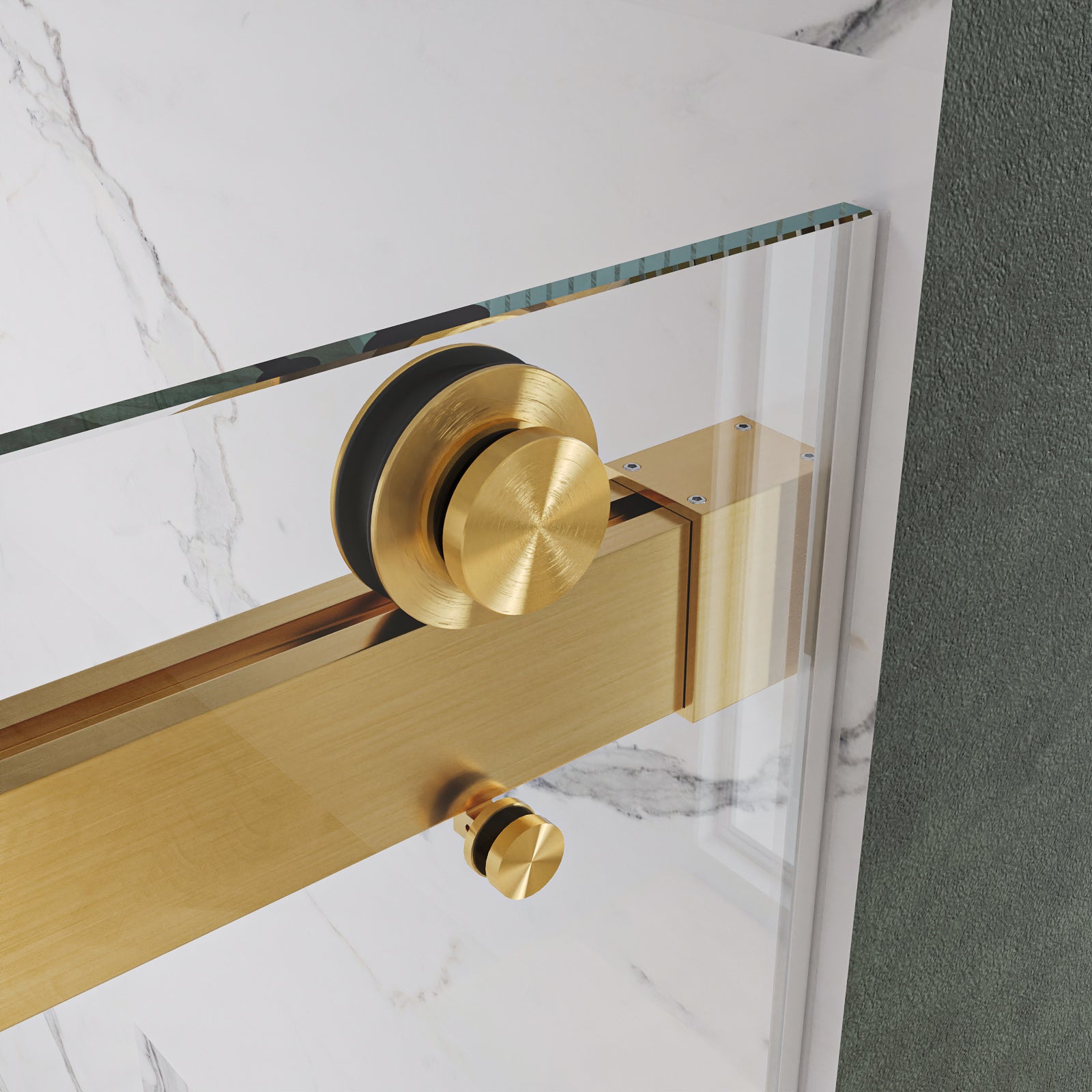 Puerta de ducha corrediza doble sin marco de cierre suave Catalyst-Plus con vidrio templado transparente de 3/8"