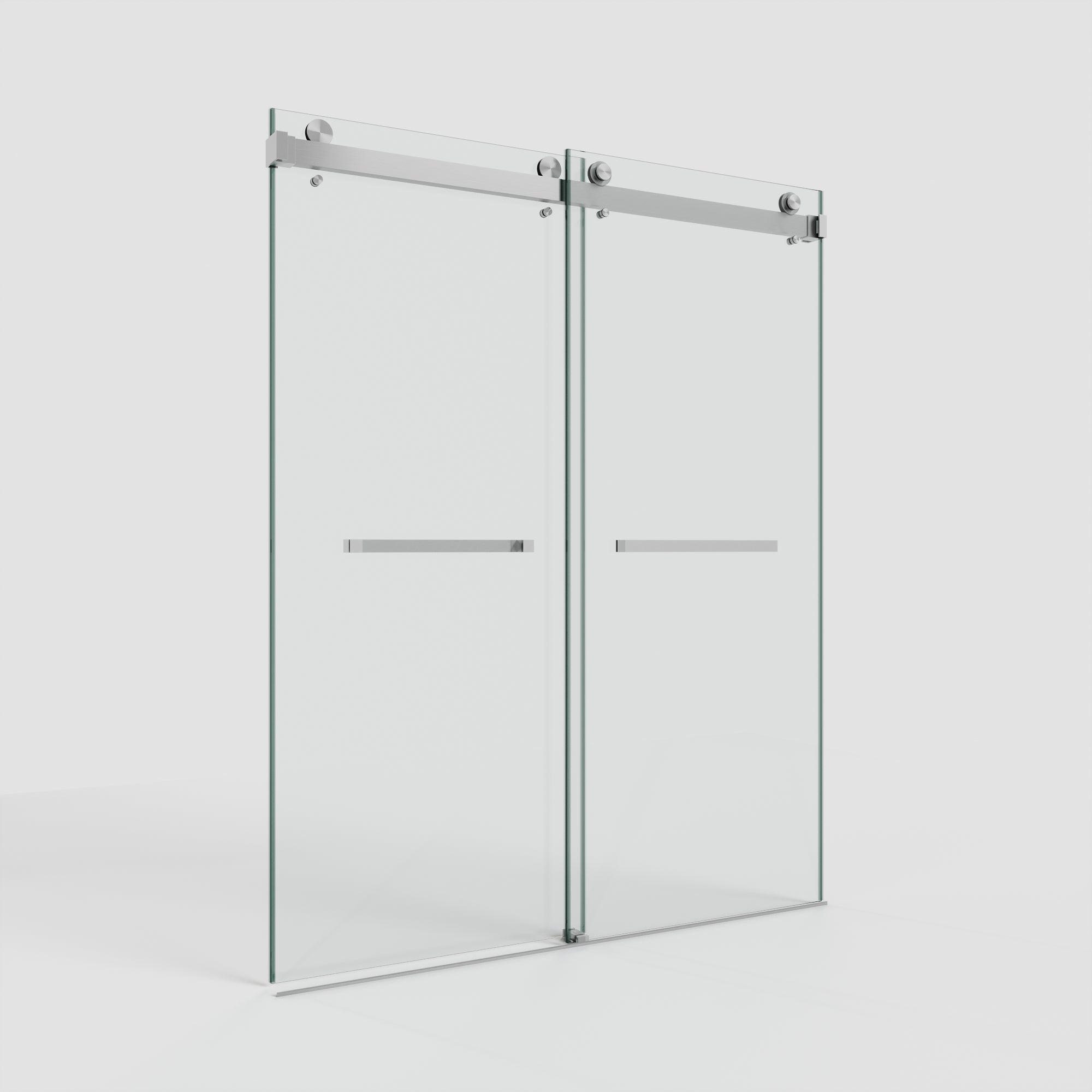 Puerta de cristal semi sin marco, puerta de ducha de vidrio corrediza,  puertas de vidrio transparente de 1/4 pulgadas para baño, acabado negro  58.5-60